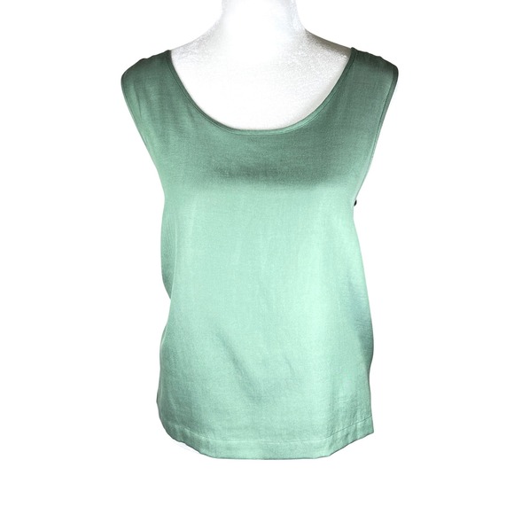 Field Gear Tops - VTG‎ Field Gear Women's Green Silk Cotton Blend Sleeveless Tank Top Shell Size M